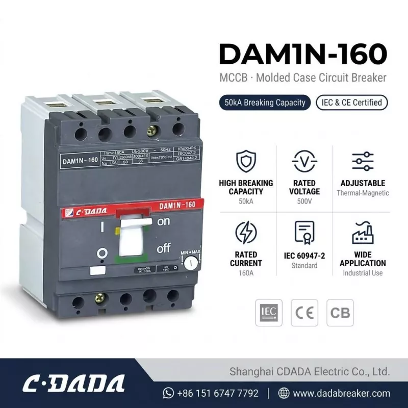 CDADA, Yüksek Kapasiteli DAM1N-160 160A MCCB Devre Kesiciyi Piyasaya Sürüyor